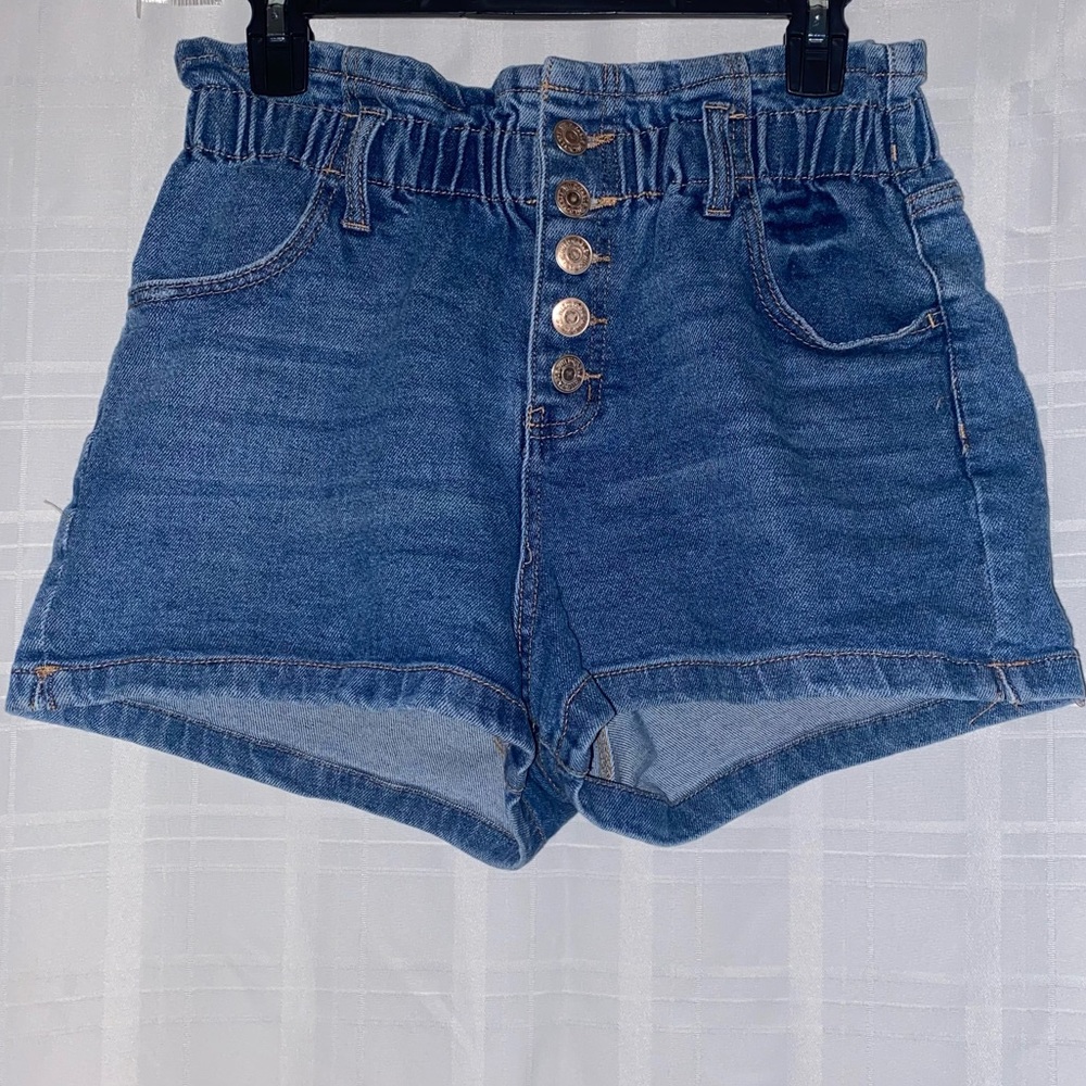 Denim Shorts, size 8-10, paper bag waist